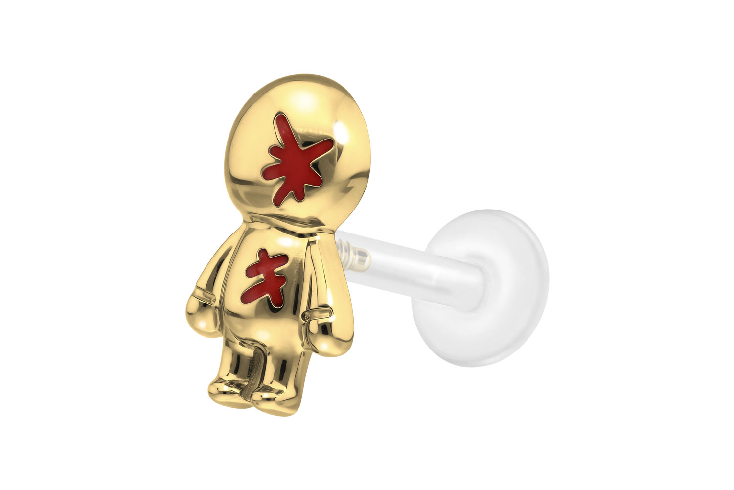 PTFE Labret Piercing mit Innengewinde + Titan-Aufsatz PUPPE
